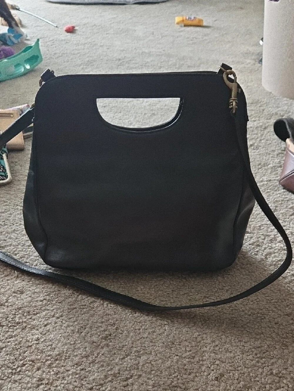 Etienne Aigner Black Satchel with Gold Hardware